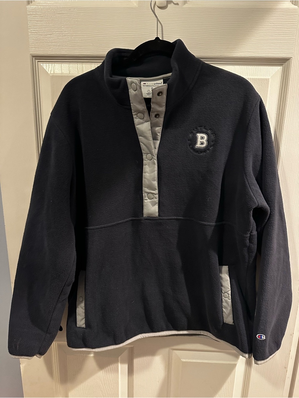 Champion Butler Bulldogs Womens XL Fleece Snap Pullover Navy Blue Gray